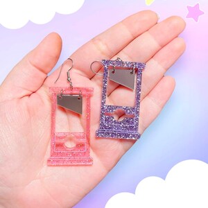 Guillotine Acrylic Earrings, Kawaii Goth Acrylic Earrings, Pastel Goth Earrings, Laser Cut Acrylic Earrings bild 3