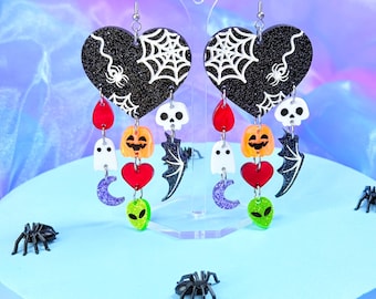 Spooky Drop Acrylic Earrings, Halloween Earrings, Laser Cut Acrylic Earrings, Spooky Earrings, Gifts for Halloween Lovers