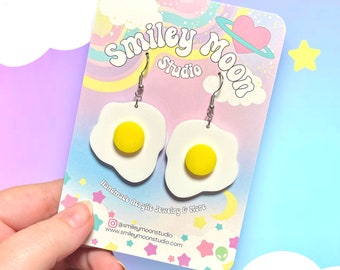 Fried Egg Acrylic Earrings, Egg Earrings, Food Acrylic Earrings