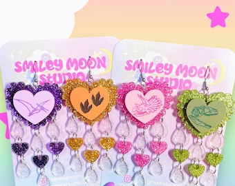 Dino Drop Acrylic Earrings, Dinosaur Earrings, Funky Earrings, Laser cut earrings