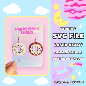 Spooky Donut Earring SVG, Laser Ready SVG, Acrylic Earring SVG, Glowforge Ready Cut File, Halloween Earring svg
