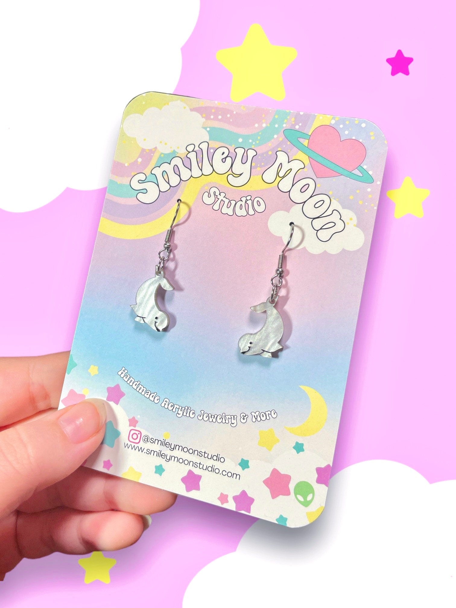 Mini Beluga Acrylic Earrings, Beluga Whale Gifts