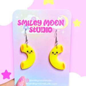 Boucles d&#39;oreilles macaroni au fromage, boucles d&#39;oreilles en acrylique macaroni et nouilles, boucles d&#39;oreilles en acrylique découpées au laser, cadeaux pour les amateurs de pâtes