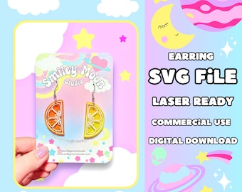 Tranche d'agrumes boucle d'oreille SVG, SVG prêt pour le laser, boucle d'oreille acrylique SVG, fichier de coupe prêt Glowforge, boucle d'oreille fruit Svg, boucle d'oreille citron Svg