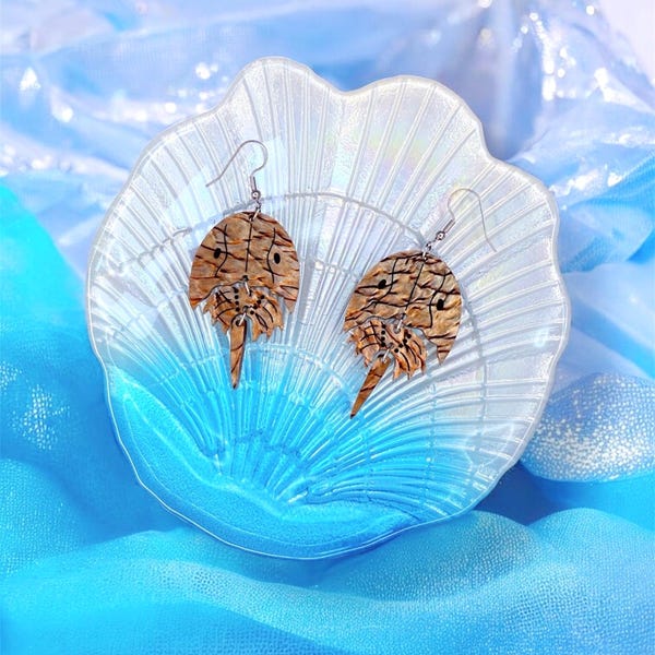 Horseshoe Crab Earrings, Acrylic earrings, laser cut acrylic earrings