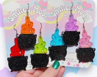 Cauldron Acrylic Earrings, Laser Cut Acrylic Earrings, Halloween Earrings, Cauldron Earrings, MIX AND MATCH