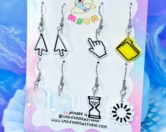 Nostalgic Computer Acrylic Earrings Mini Pack, Frutiger Aero, Cursor Earrings