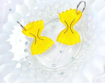 Glitter Jelly Farfalle Acrylic Earrings, Bowtie Noodle Earrings