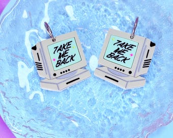 Nostalgic 90s Computer Acrylic Earrings, Y2K Earrings