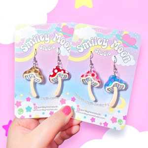 Whimsical Mushroom Acrylic Earrings, Laser Cut Acrylic Earrings, Whimsical Earring, Mushroom Earrings