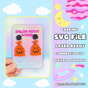 Spooky Trash Earrings SVG, Laser Ready SVG, Acrylic Earring SVG, Glowforge Ready Cut File, Halloween Earring svg, Spooky Earring Svg
