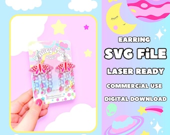 Boucles d'oreilles papillon d'amour SVG, SVG prêt pour le laser, boucle d'oreille acrylique SVG, fichier de coupe prêt à l'emploi Glowforge, boucles d'oreilles fantaisistes Svg, Svg papillon de nuit