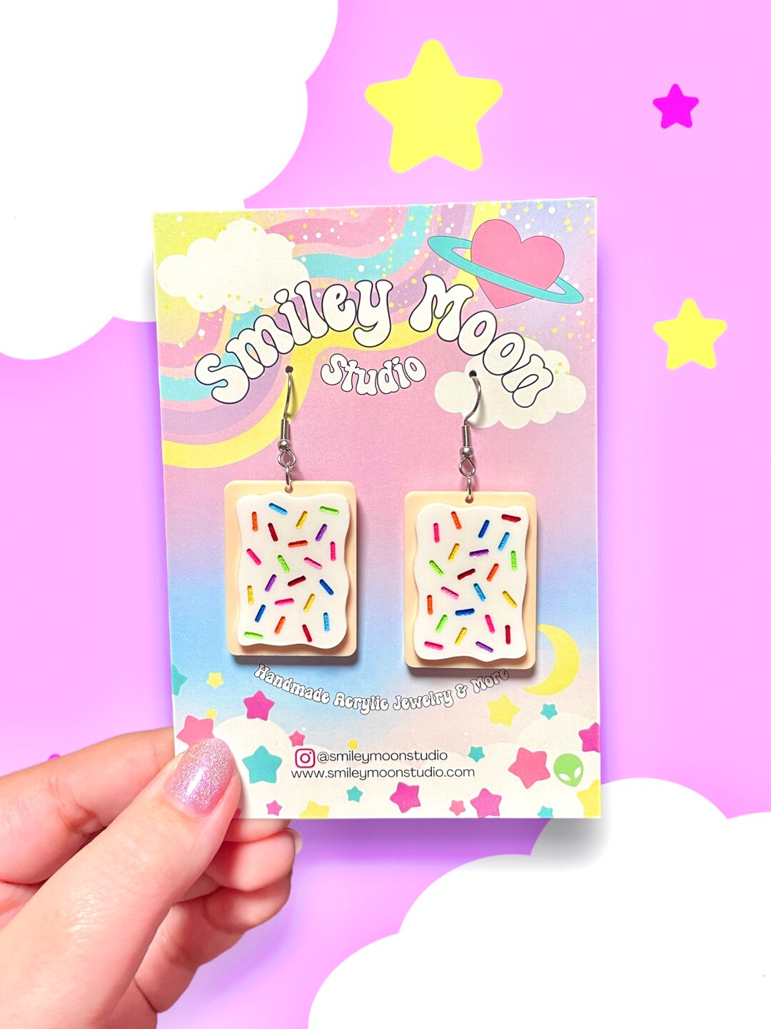 Rainbow Pastry Acrylic Earrings, Laser Cut Acrylic Earrings, Food Earrings, Nostalgic Earrings