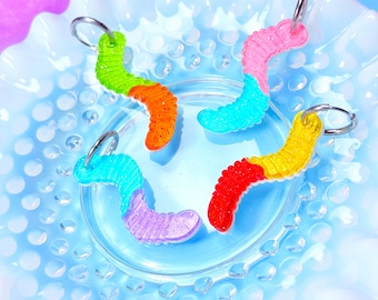 Gummy Worm Acrylic Earrings, Laser Cut Acrylic Earrings, Nostalgic Earrings