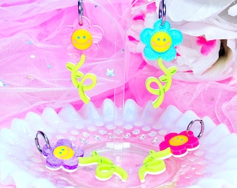 Bendy Flower Acrylic Earrings, Laser Cut Acrylic Earrings, Nostalgic Earrings