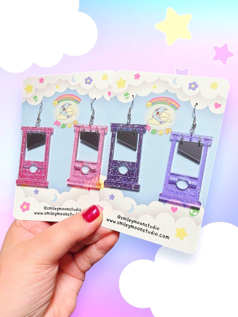 Guillotine Acrylic Earrings, Kawaii Goth Acrylic Earrings, Pastel Goth Earrings, Laser Cut Acrylic Earrings bild 2