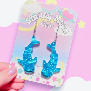 Whale Shark Acrylic Earrings, Laser cut Acrylic Shark Earrings