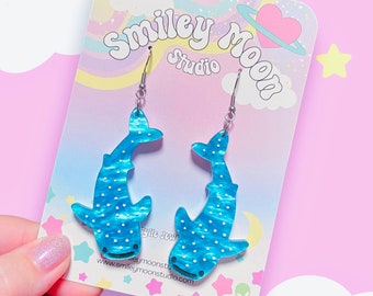 Whale Shark Acrylic Earrings, Laser cut Acrylic Shark Earrings