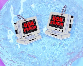 404 Error Acrylic Earrings, Y2K Computer Earrings, Frutiger Aero Inspired