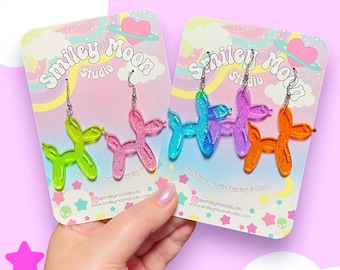 Balloon Animal Acrylic Earrings, Laser cut Acrylic Earrings