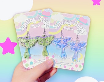 Luna Moth Acrylic Earrings, Luna Moth Gifts , Laser cut Acrylic Art