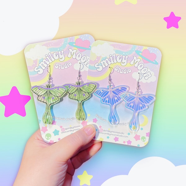 Luna Moth Acrylic Earrings, Luna Moth Gifts , Laser cut Acrylic Art
