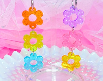 Y2K Jelly Flower Stack Earrings, Laser Cut Acrylic Earrings