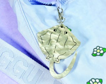Stingray Bag Charm, Laser Cut Acrylic Sea Creature Keychain, Marine Biology Gifts
