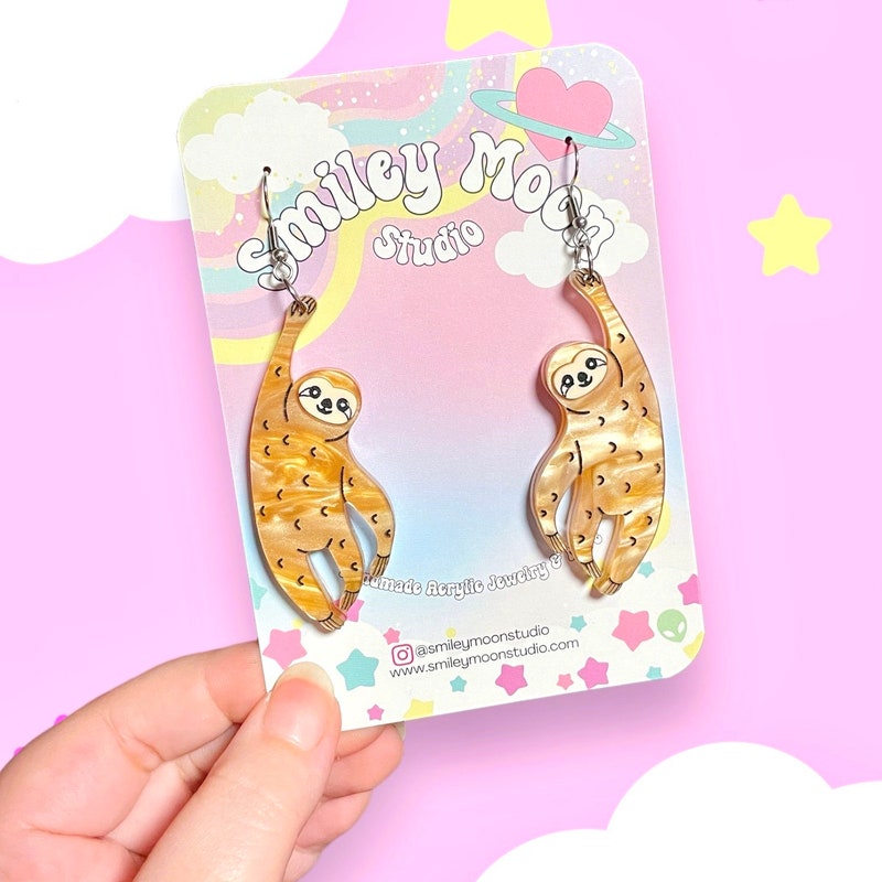Sloth Back Earser Sloth Earrings - Etsy
