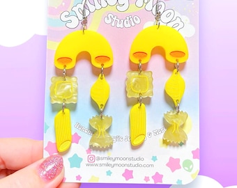 Pasta Lover Earrings, Pasta Acrylic Earrings, Foodie Earrings, Laser Cut Acrylic Earrings