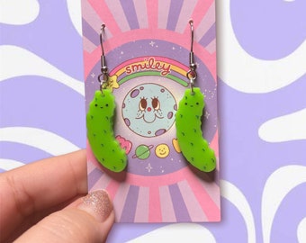 Mini Pickle Acrylic Earrings, Pickles, Funky Earrings, Laser cut earrings