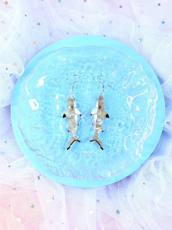 Blacktip Reef Shark earrings, Shark Earrings, Laser Cut Acrylic Earrings, Sea Creature Earrings, Shark Gifts