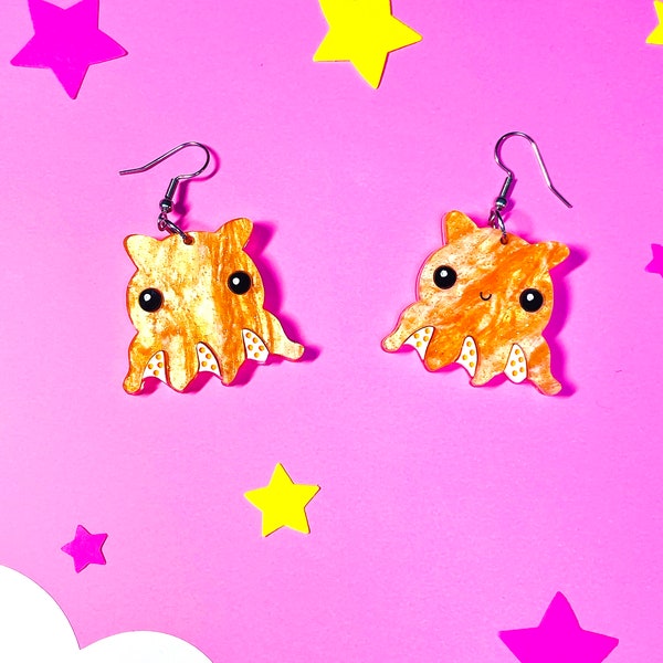 Flapjack Octopus Earrings, Acrylic earrings, laser cut acrylic earrings