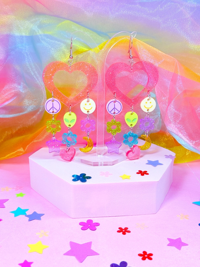 90s Inspired Acrylic Earrings, Y2K Earrings, Laser Cut Acrylic Earrings image 8