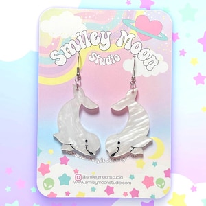 Beluga Whale Acrylic earrings, laser cut acrylic earrings