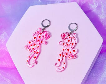 Crawling Love Panther Acrylic Earrings, Tattoo Inspired Jewelry