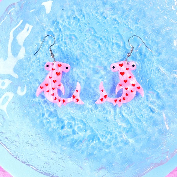 Hammerhead Shark Acrylic Earrings, Hammerhead shark, Laser cut Acrylic Art, Ocean Animal Earrings