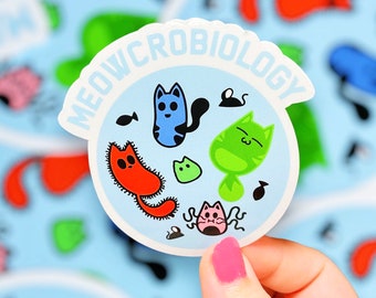 Meowcrobiology, Microbiology Sticker, Vinyl Sticker, Science Sticker