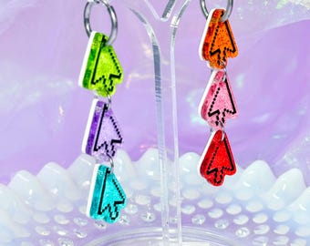 Computer Cursor Earrings, Y2K Frutiger Aero Inspired Acrylic Earrings
