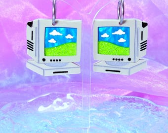 Retro 90's Computer Earrings, Frutiger Aero Inspired Computer Accessories