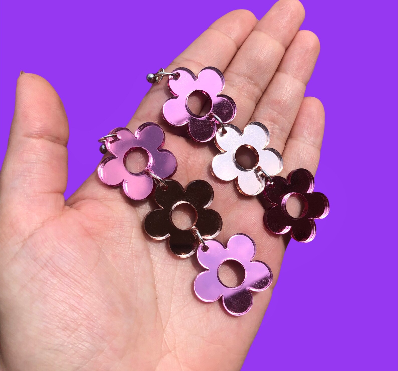 Acrylic Flower Stack Earrings Laser cut Earrings Neon Flower Etsy