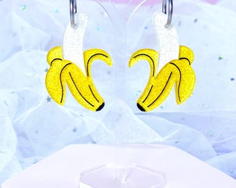 Jelly Banana Acrylic Earrings, Fruit Accessories