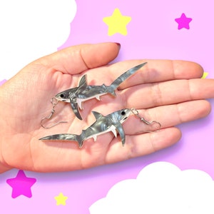 Thresher Shark Earrings, Acrylic earrings, laser cut acrylic earrings