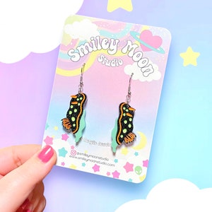 Neon Nudibranch Acrylic Earrings, Sea Slug Earrings, Nudibranch Gifts, Nudibranch Earrings