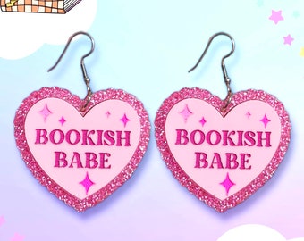 Boucles d'oreilles fille livres en acrylique, Boucles d'oreilles livre, Cadeaux livresques, Boucles d'oreilles en acrylique découpées au laser, Boucles d'oreilles pour amoureux des livres