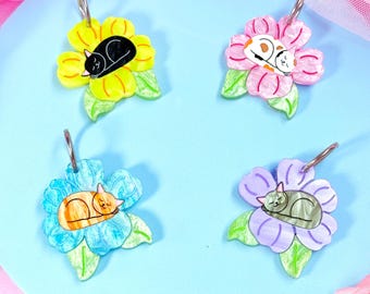 Purrfect Petals, Kitty Acrylic Earrings, Cat Gifts