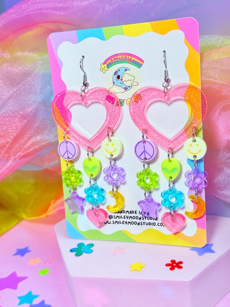 90s Inspired Acrylic Earrings, Y2K Earrings, Laser Cut Acrylic Earrings image 6