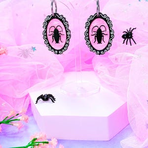Cutesy Cockroach Acrylic Earrings, Gothic Cockroach Earrings, Cockroach Accessories, Laser Cut Insect Earrings