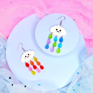 Rainbow Cloud Acrylic Earrings, Laser Cut Acrylic Earrings, Whimsical, Moody Cloud Earrings