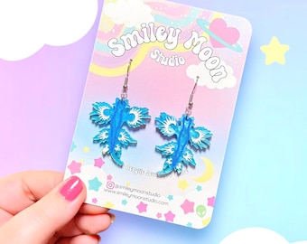 Blue Dragon Sea Slug Acrylic Earrings, Nudibranch Gifts , Laser cut Acrylic Art, Ocean Animal Earrings